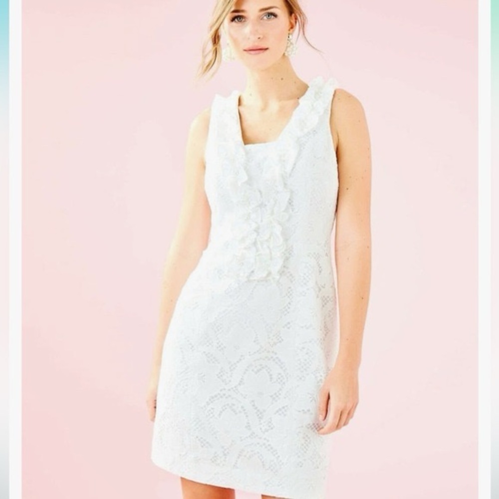 Lilly Pulitzer White Lace Ruffle Mini Dress